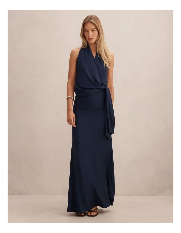 Matilda Metallic Flute Maxi Skirt in Blue image 5