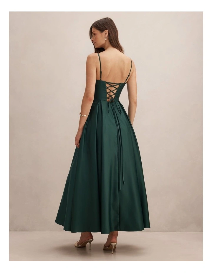 Arlow Strappy Corset Gown in Green image 2