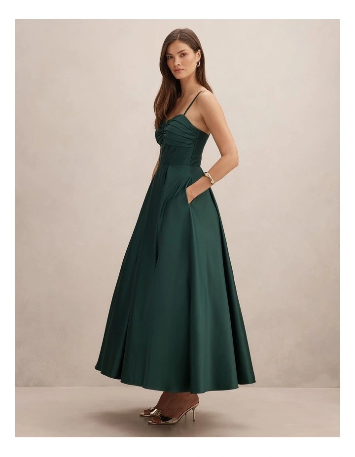 Arlow Strappy Corset Gown in Green image 3