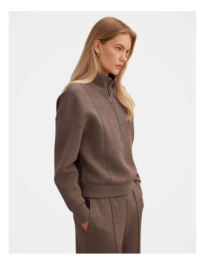 Heidi Seam Detail Lounge Jumper in Brown image 3