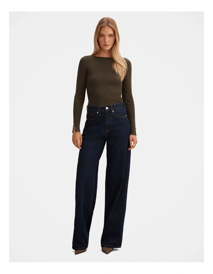 Alaia Knitted Rib Top in Green image 5