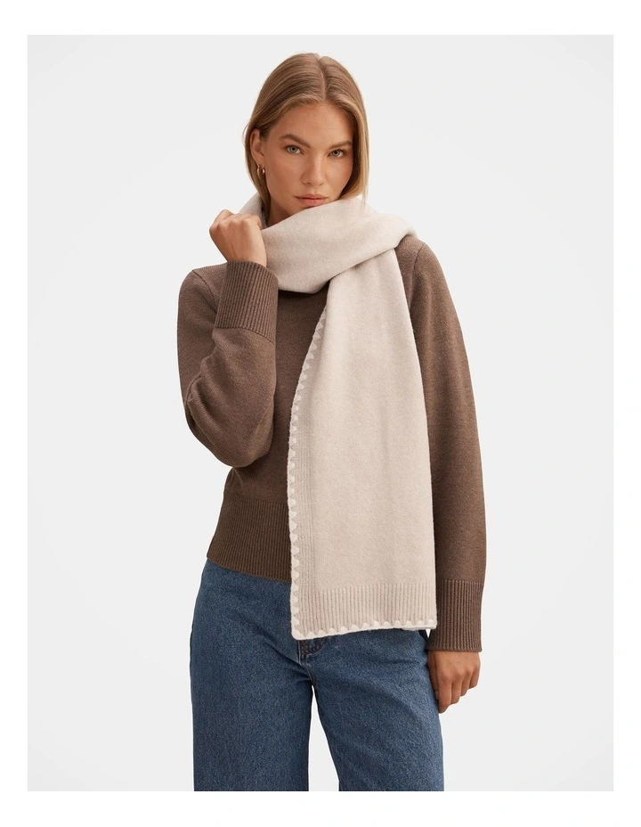 Tatum Stitch Detail Scarf in Beige image 2