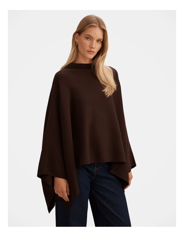 Claudia Knitted Cape in Brown image 3