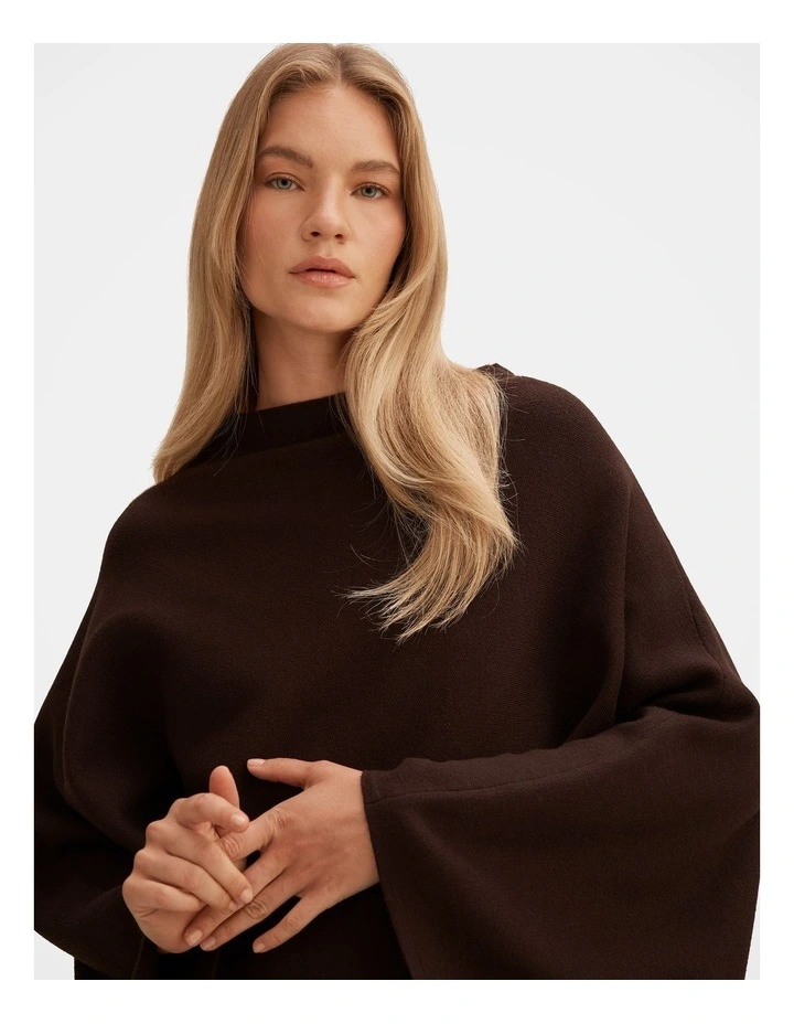 Claudia Knitted Cape in Brown image 4