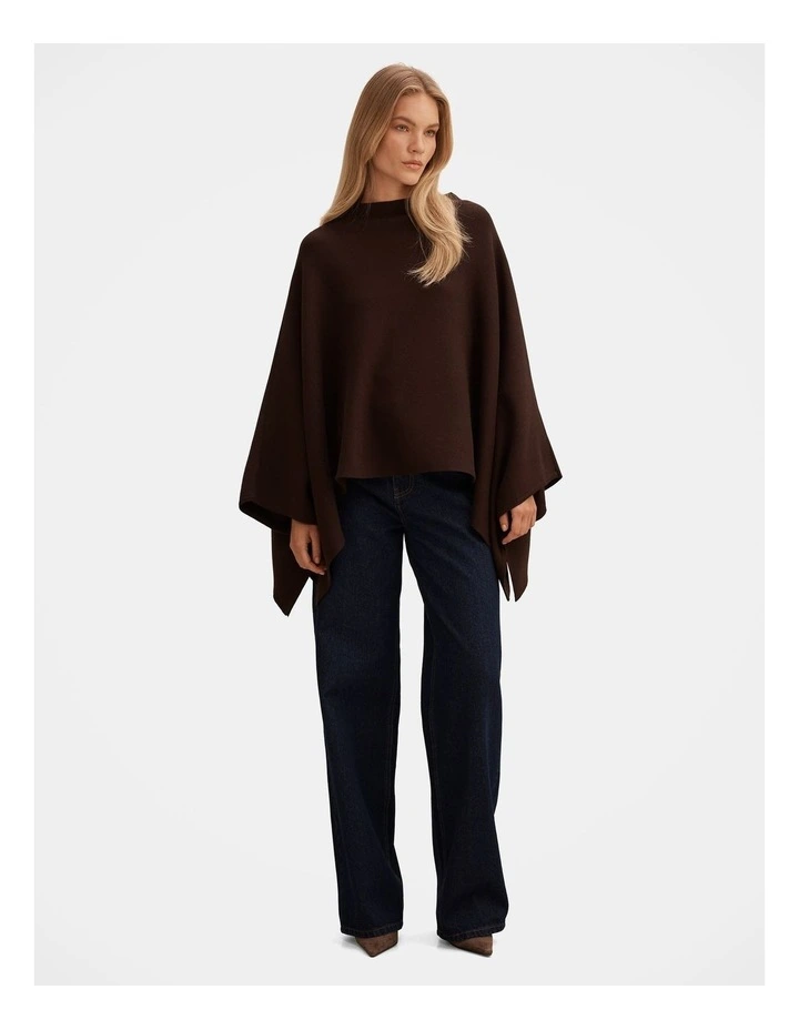 Claudia Knitted Cape in Brown image 5