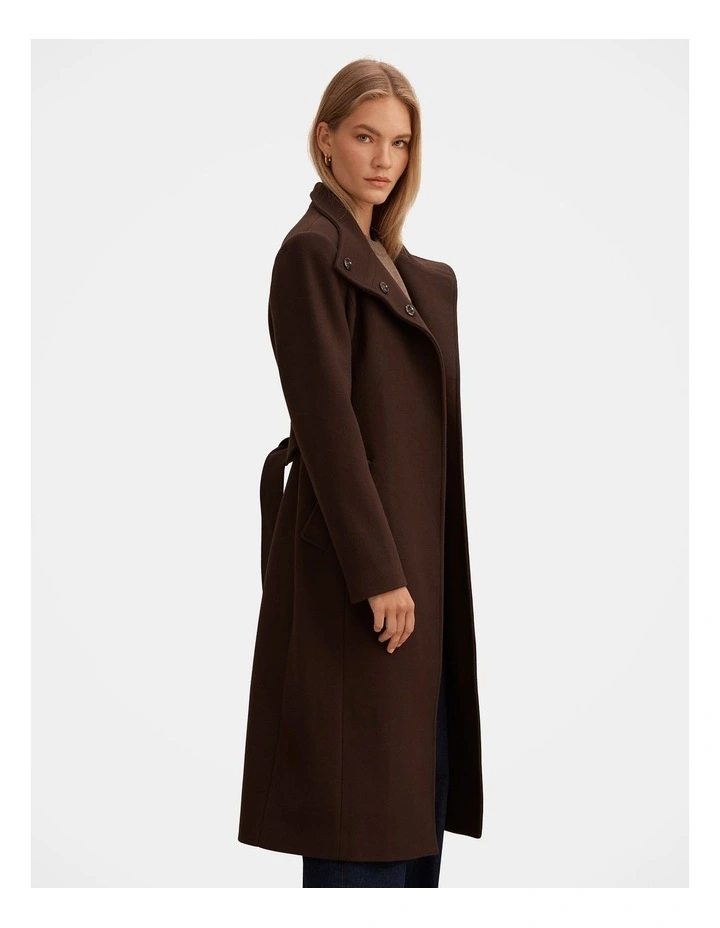 Phoebe Funnel Neck Coat in Brown image 3