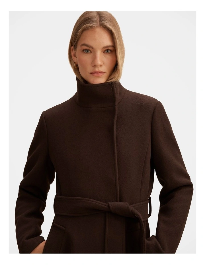Phoebe Funnel Neck Coat in Brown image 4