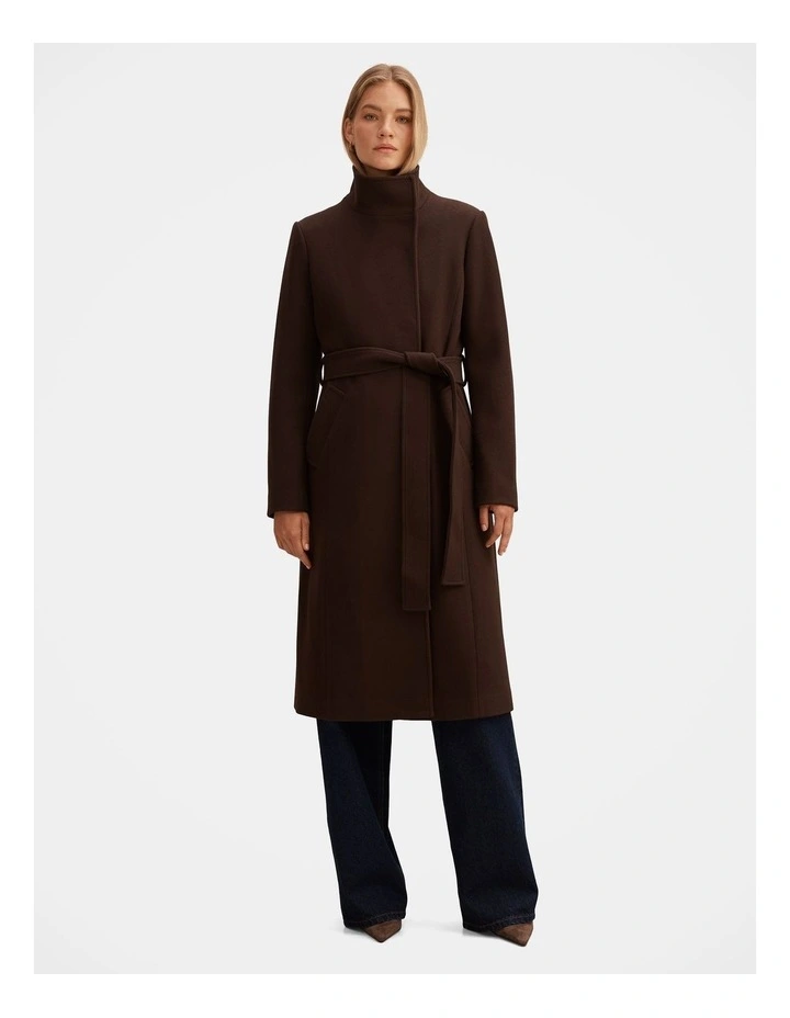 Phoebe Funnel Neck Coat in Brown image 5