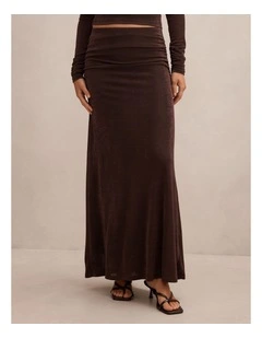 Arabella Flute Maxi Skirt in Brown