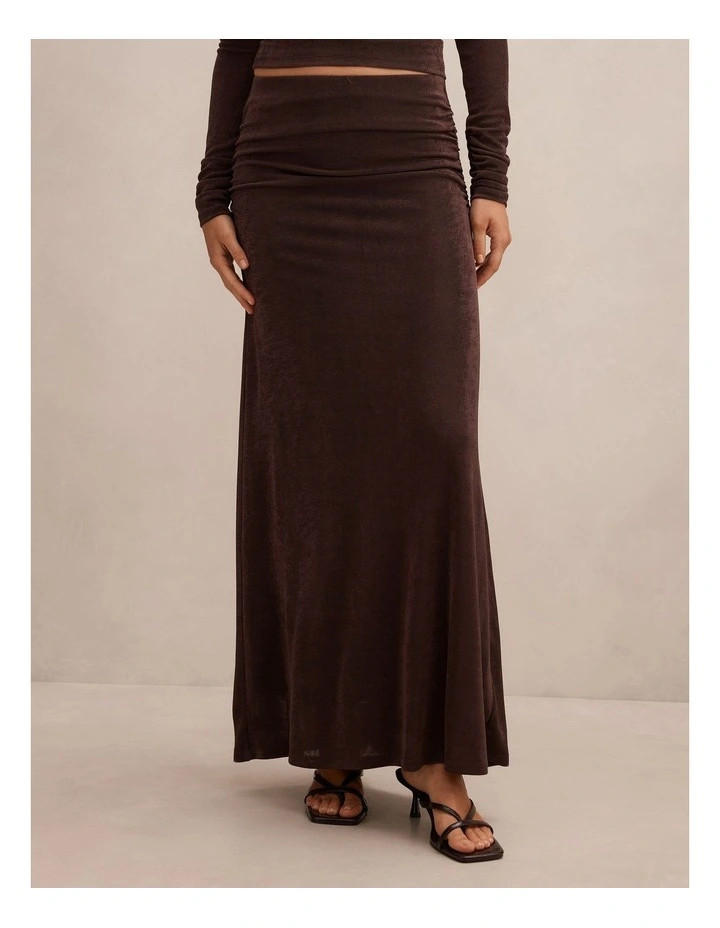 Arabella Flute Maxi Skirt in Brown image 1