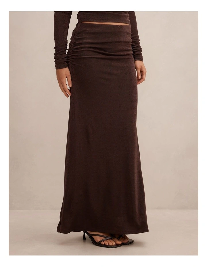 Arabella Flute Maxi Skirt in Brown image 3