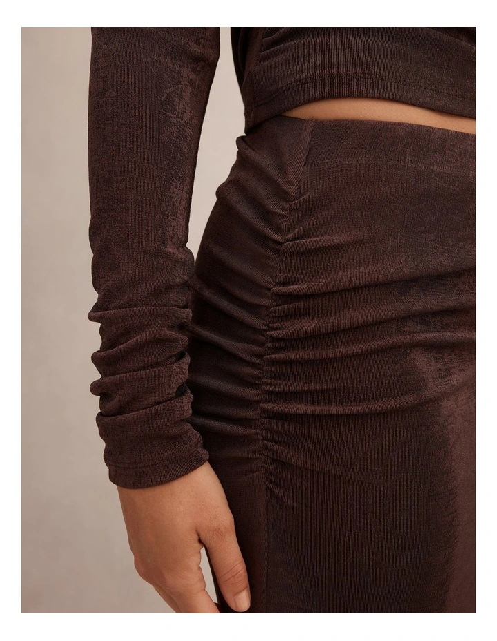 Arabella Flute Maxi Skirt in Brown image 4