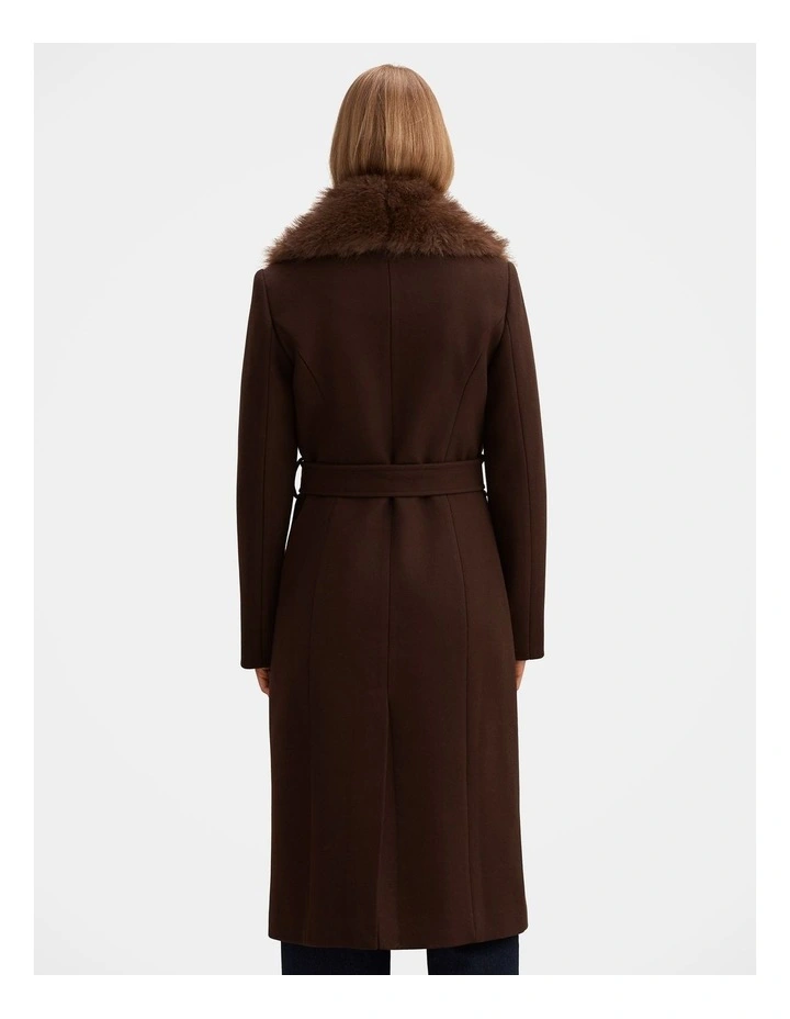 Shelby Faux Fur Collar Coat in Chocolate image 2