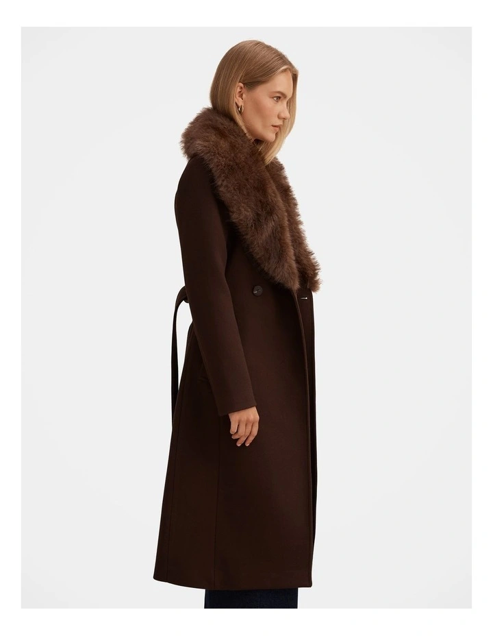 Shelby Faux Fur Collar Coat in Chocolate image 3