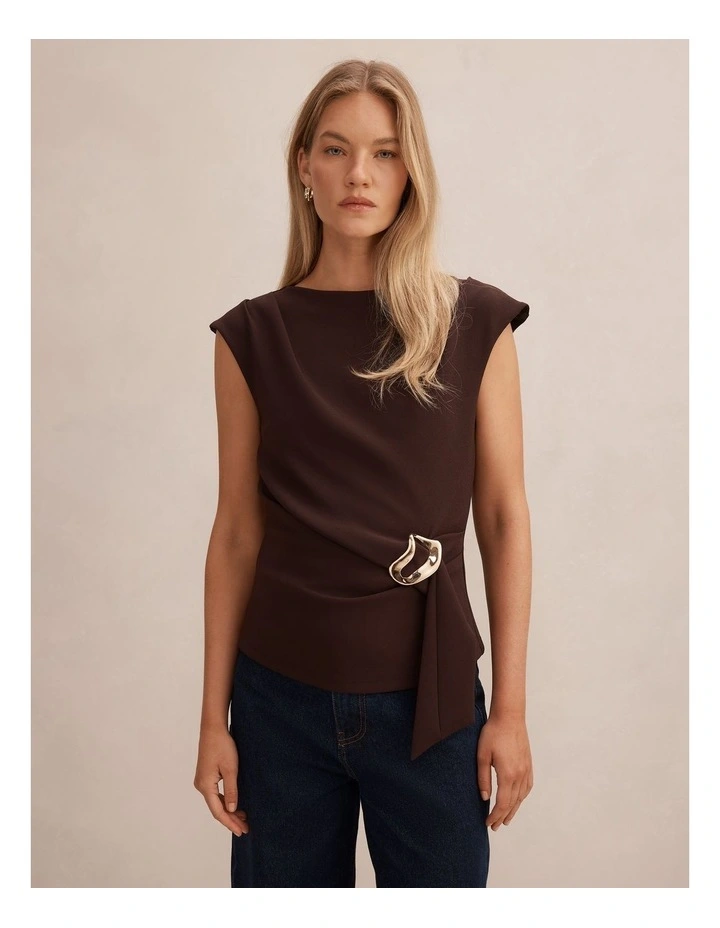 Serena Hardware Detail Top in Chocolate image 1