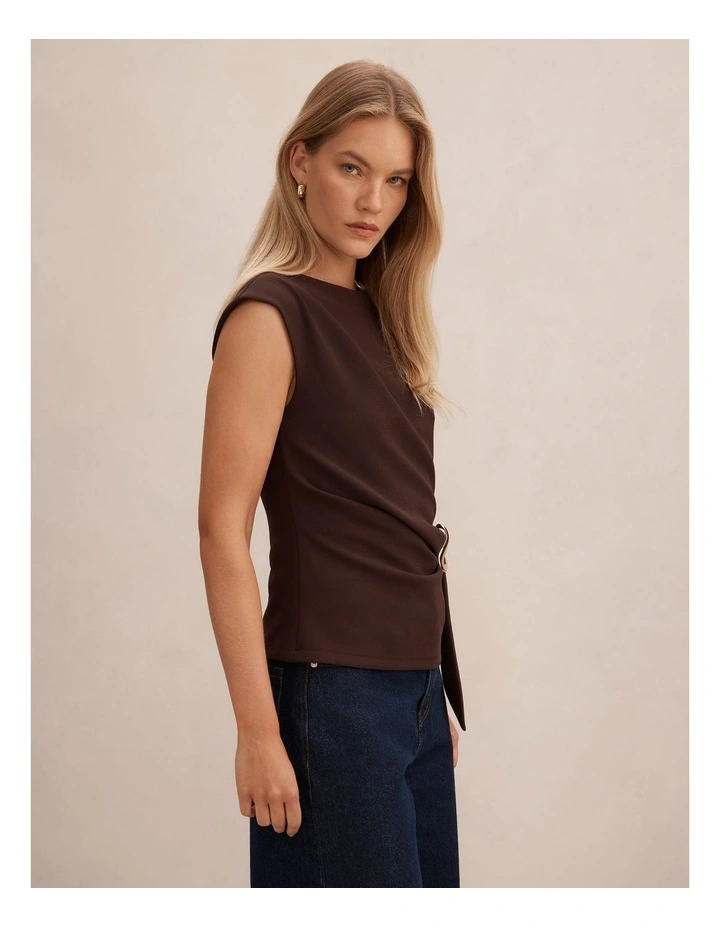 Serena Hardware Detail Top in Chocolate image 3