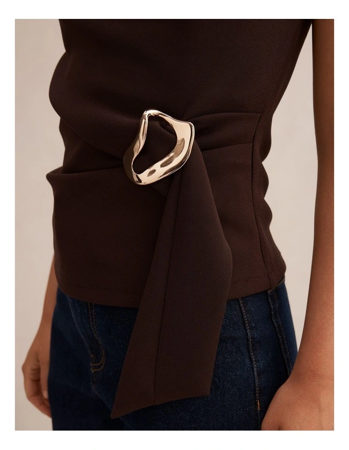 Serena Hardware Detail Top in Chocolate image 4