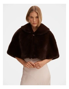 Evelyn Faux Fur Wrap in Chocolate