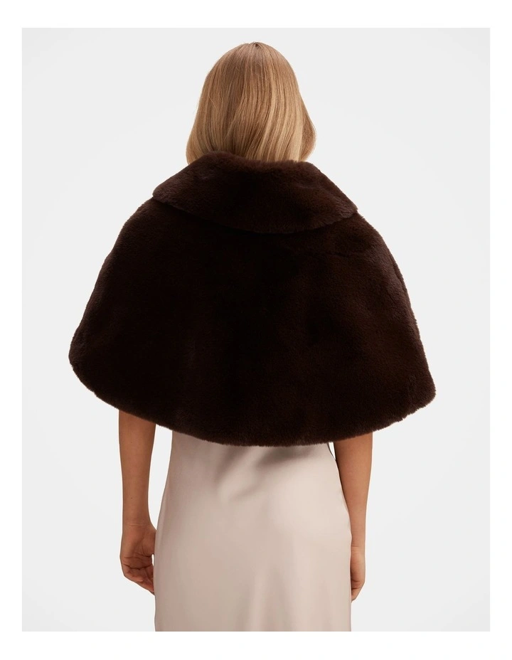 Evelyn Faux Fur Wrap in Chocolate image 2