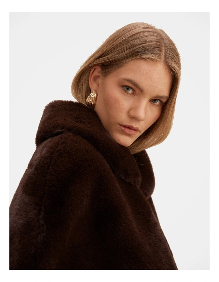 Evelyn Faux Fur Wrap in Chocolate image 4