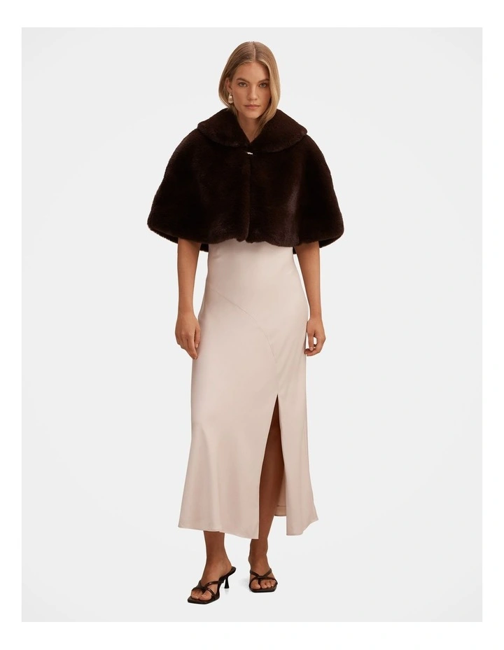 Evelyn Faux Fur Wrap in Chocolate image 5