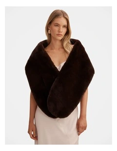 Laura Faux Fur Wrap in Brown