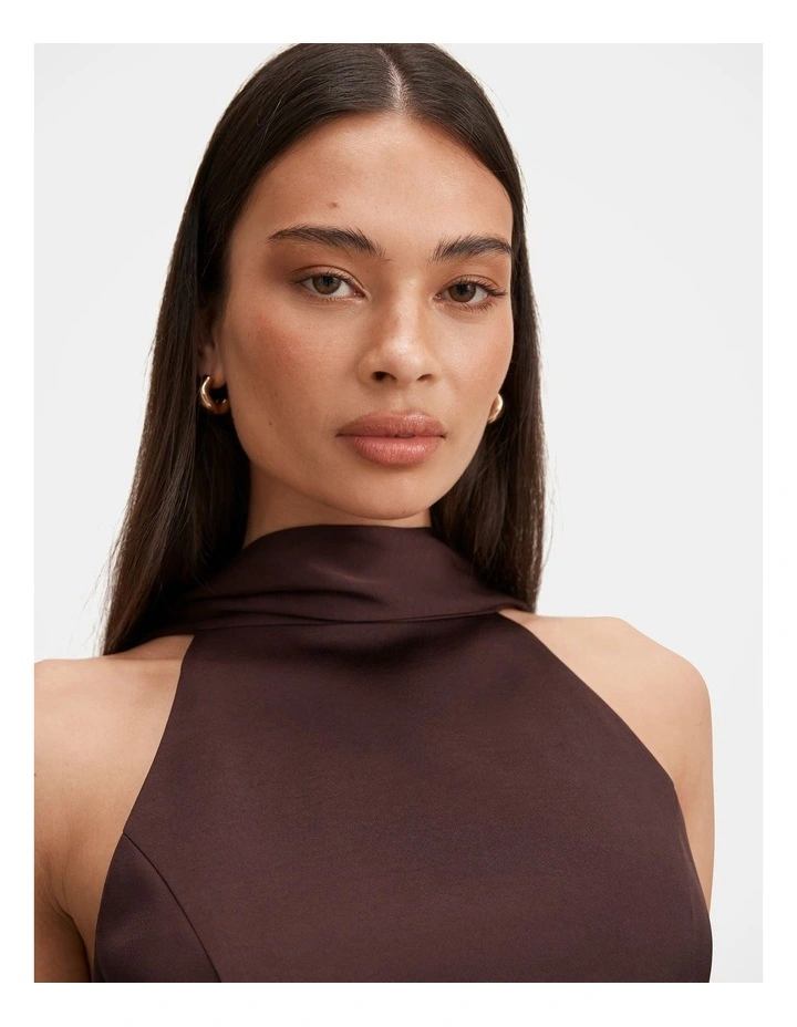 Millie High Neck Cape Top in Brown image 4