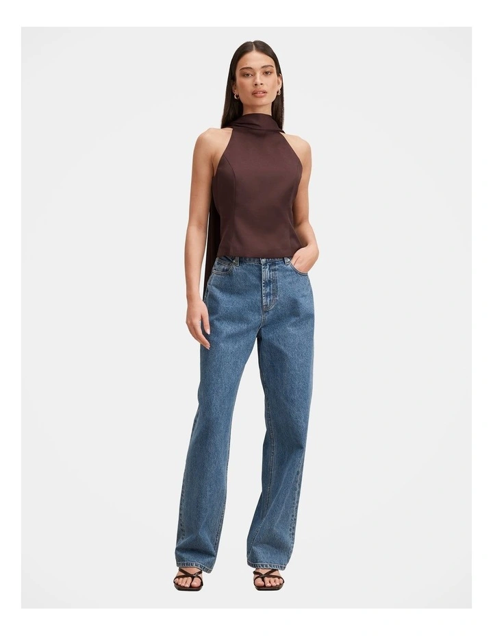 Millie High Neck Cape Top in Brown image 5