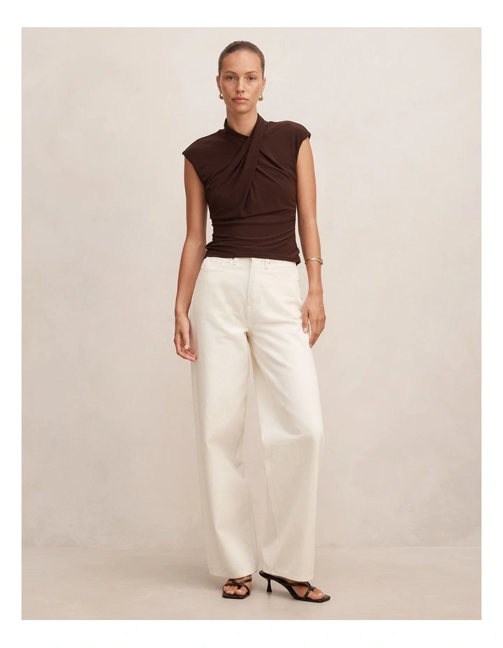 Trinity Twist High Neck Top in Chocolate image 5
