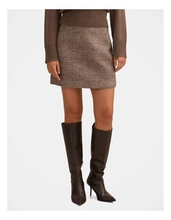 Molly Checked Mini Skirt in Brown