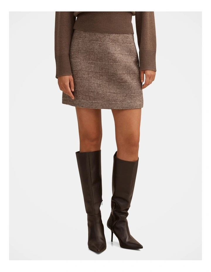Molly Checked Mini Skirt in Brown image 1