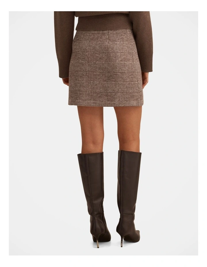 Molly Checked Mini Skirt in Brown image 2