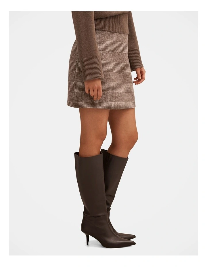 Molly Checked Mini Skirt in Brown image 3