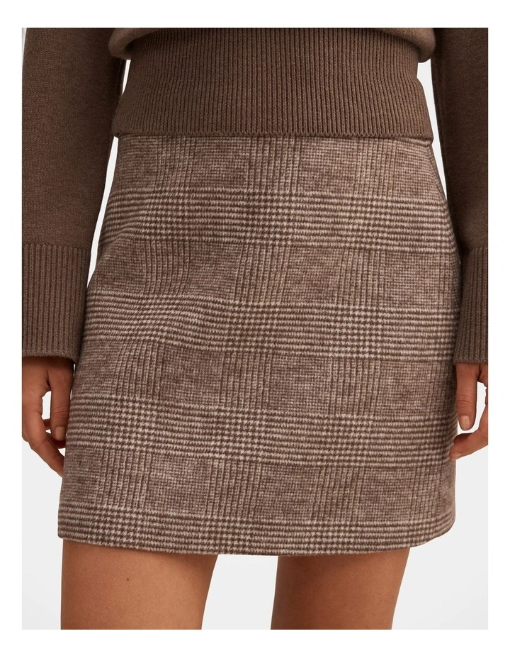 Molly Checked Mini Skirt in Brown image 4