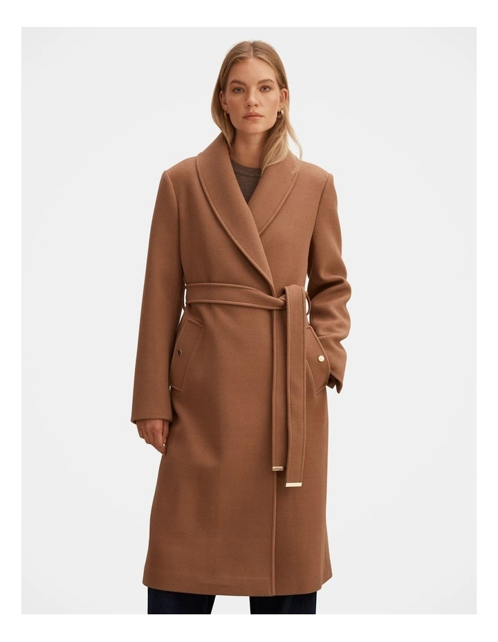 Clarissa Wrap Coat in Beige image 1