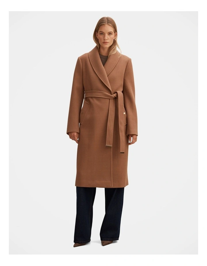 Clarissa Wrap Coat in Beige image 5