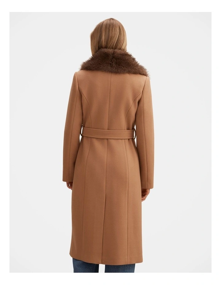 Shelby Faux Fur Collar Coat in Beige image 2