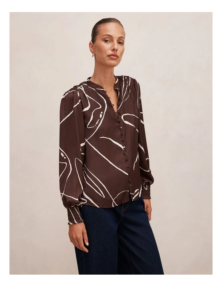 Savannah Button Up Blouse in Chocolate image 3