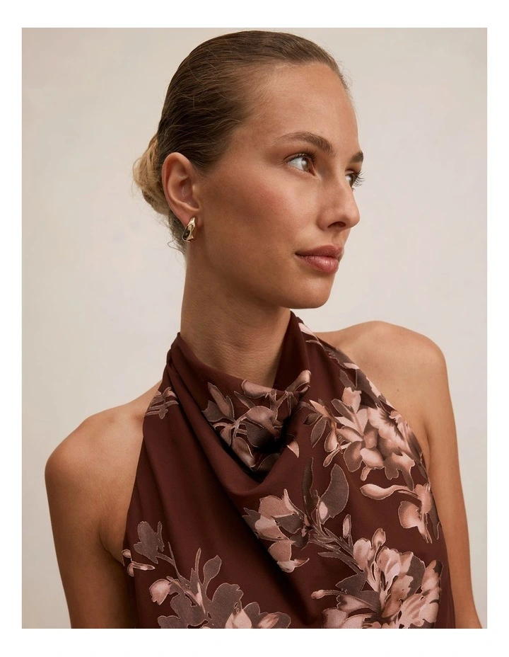 Harmony Tassel Halter Neck Top in Brown image 4