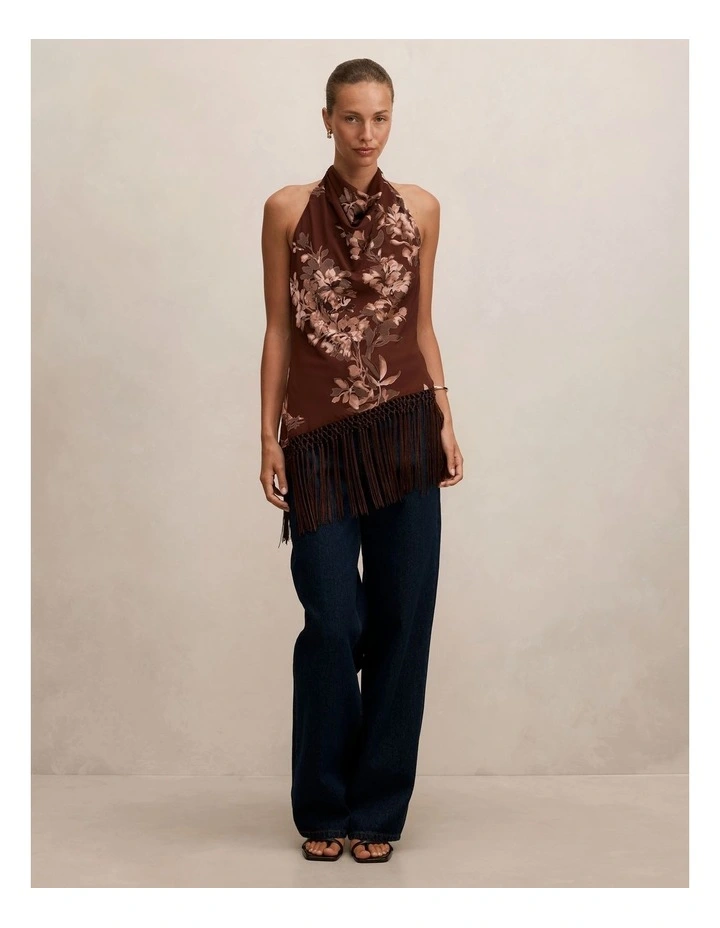 Harmony Tassel Halter Neck Top in Brown image 5