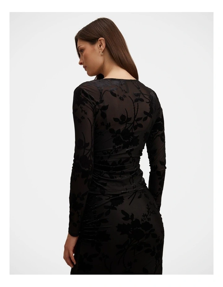 Kenzie Mesh Burn Out Top in Black image 2