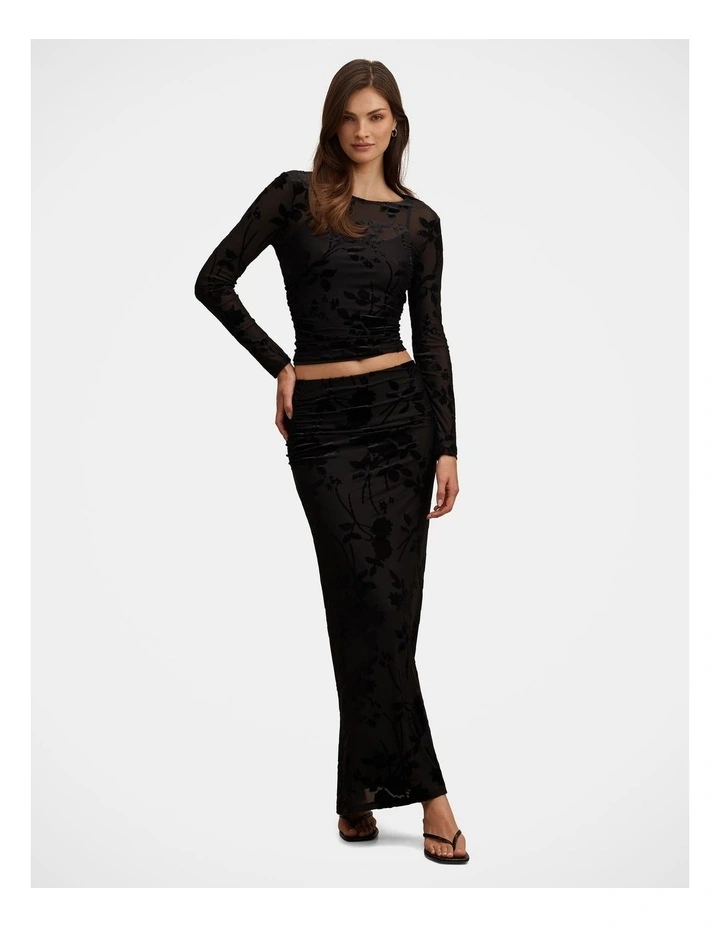 Kenzie Mesh Burn Out Top in Black image 5