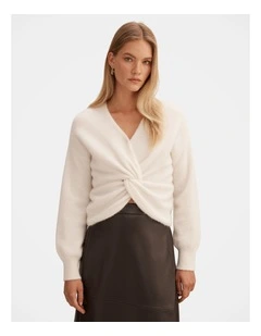 Arianne Twist Front Sweater in Cream