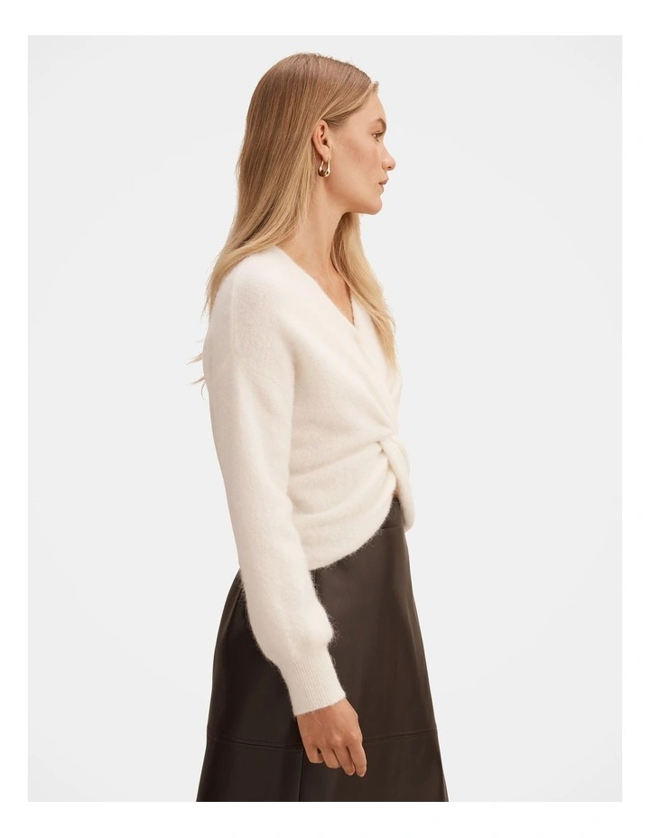 Arianne Twist Front Sweater in Cream image 3