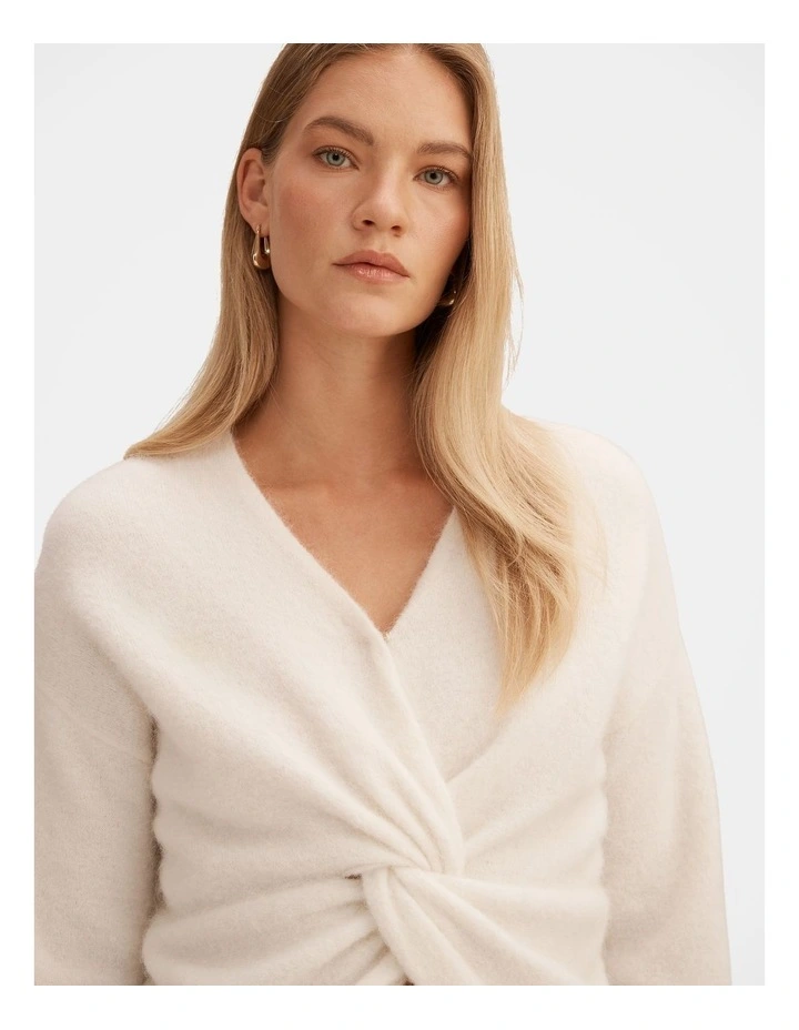 Arianne Twist Front Sweater in Cream image 4