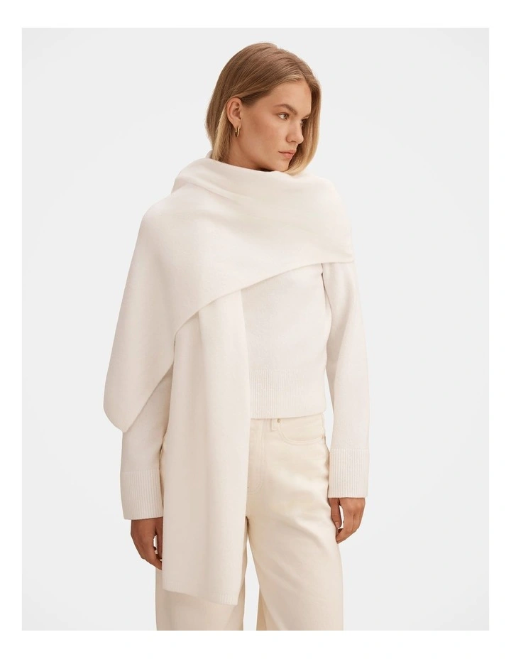 Melody Scarf Detail Sweater in Cream image 1