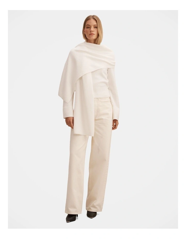 Melody Scarf Detail Sweater in Cream image 5