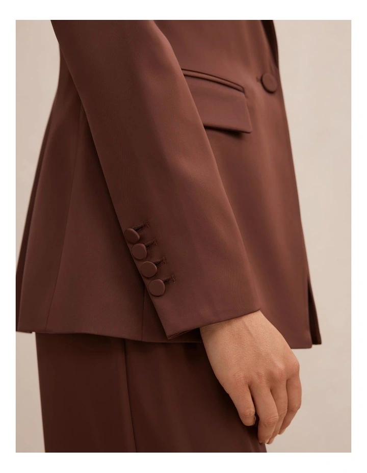 Solana Satin Single Breasted Blazer in Brown image 4