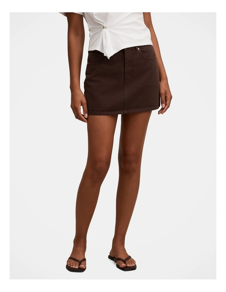 Zoe Denim Mini Skirt in Brown image 1