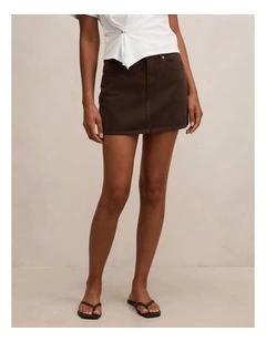 Zoe Denim Mini Skirt in Brown